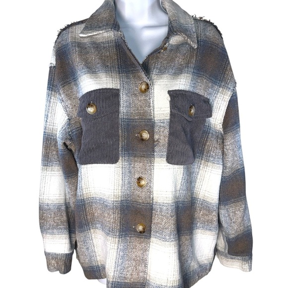 Altar'd State Gray and Blue Utility Jacket with Classic Design Size Medium - Picture 1 of 3